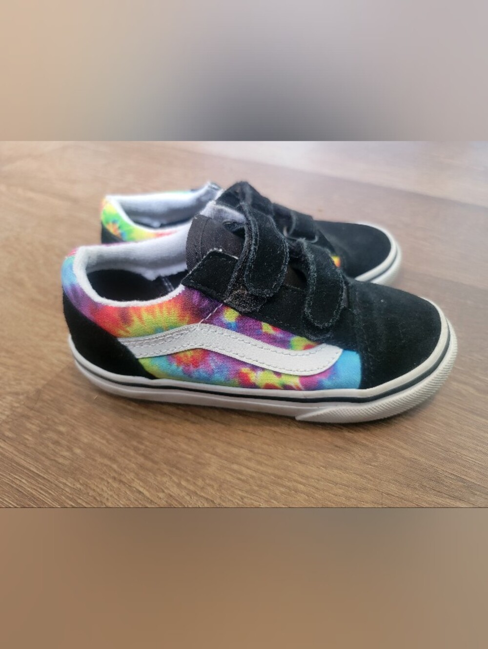 Adorable Toddler Boy Size 10 Vans Tie Dye Skate Shoe With 2 Velcro Strap